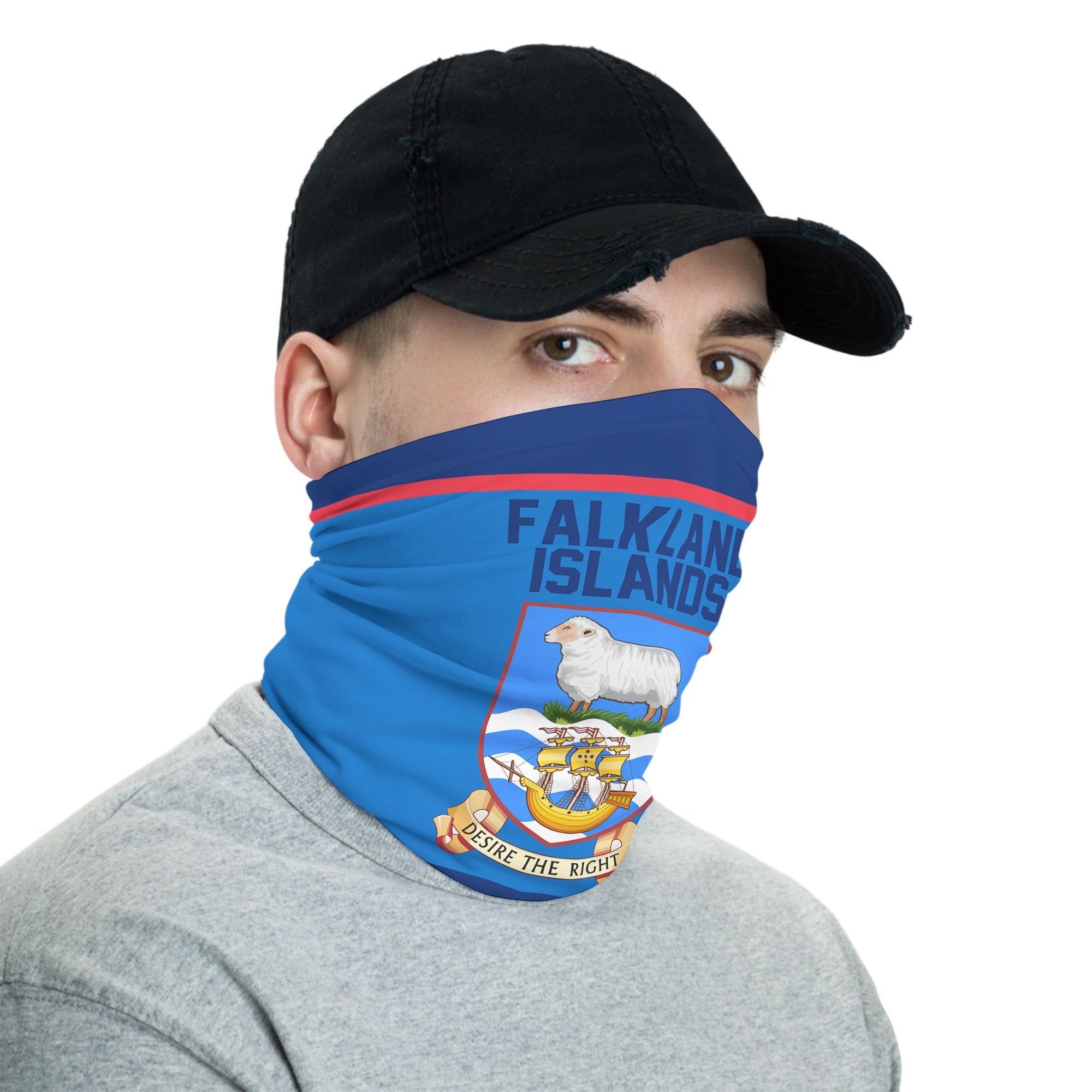 Falkland Islands Neck Gaiter Flag & Coat Of Arms Hockey Style