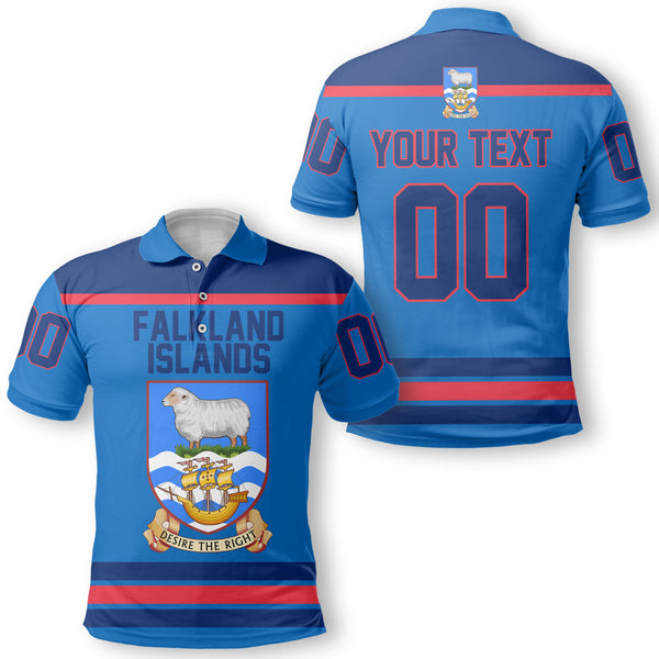 Falkland Islands Polo Shirt Flag & Coat Of Arms Hockey Style