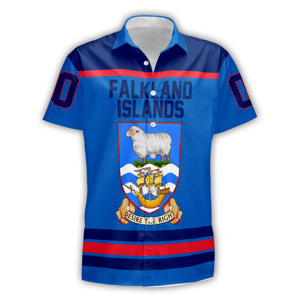 Falkland Islands Short Sleeve Shirt Flag & Coat Of Arms Hockey Style