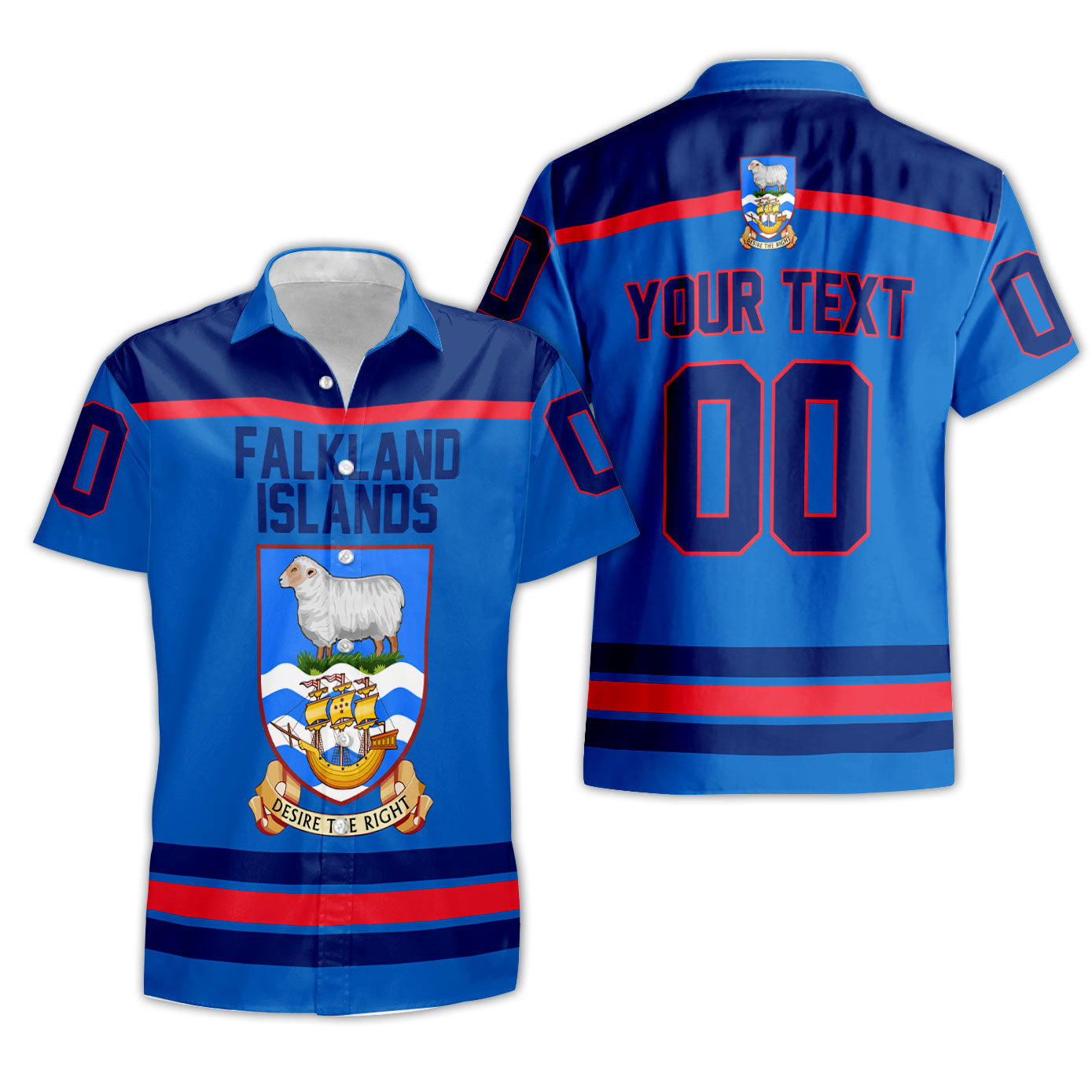 Falkland Islands Short Sleeve Shirt Flag & Coat Of Arms Hockey Style