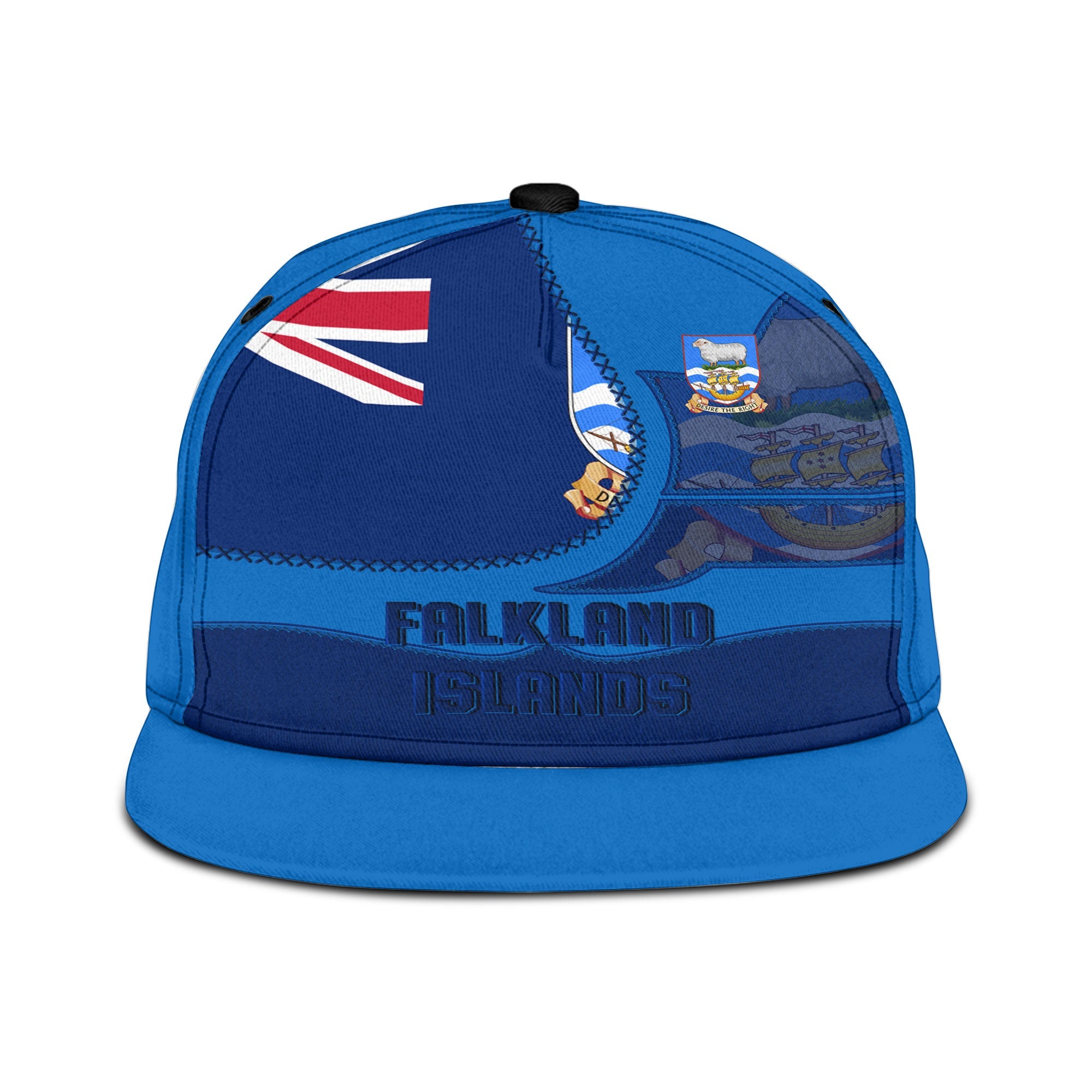 Falkland Islands Snapback Hat Flag & Coat Of Arms Leather Style