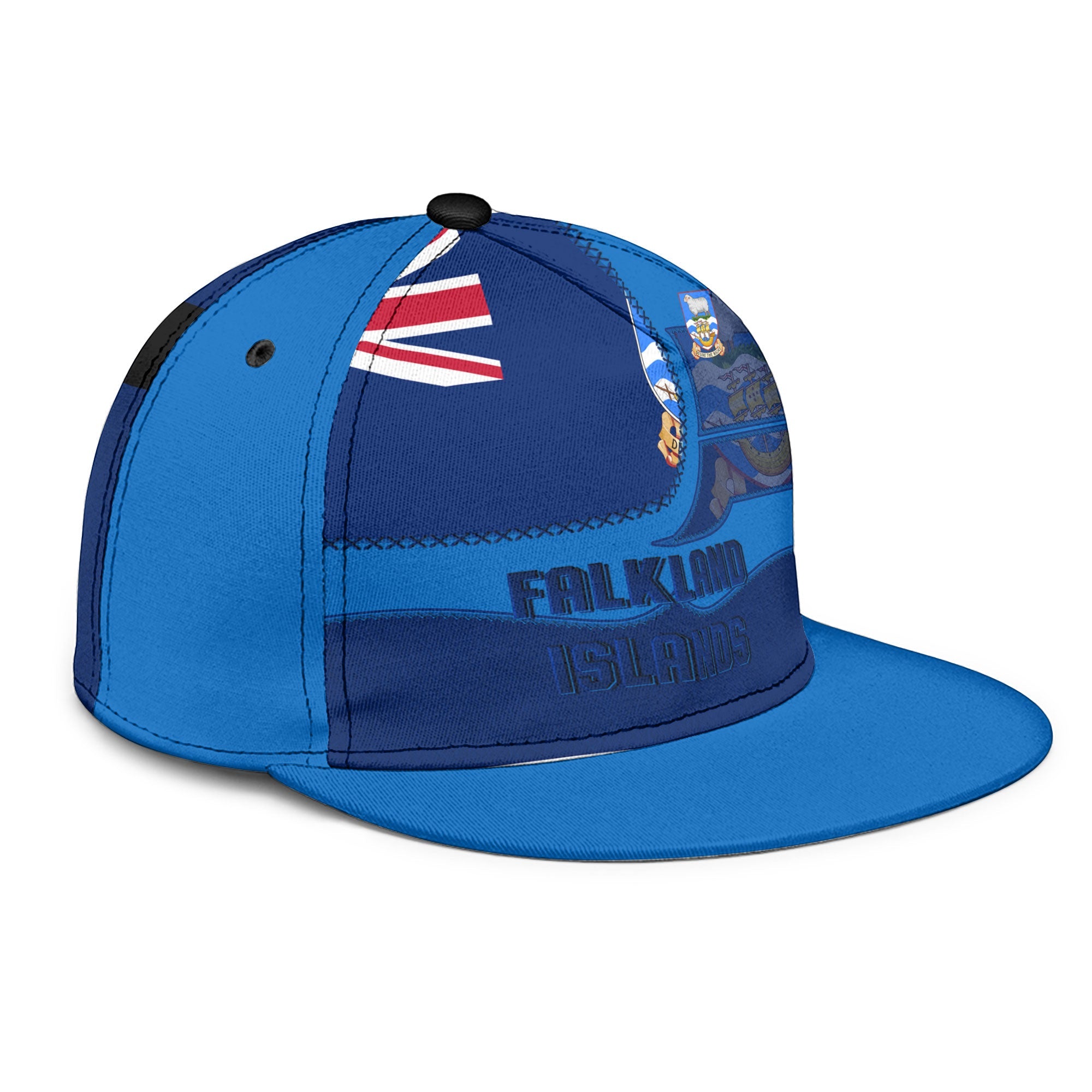 Falkland Islands Snapback Hat Flag & Coat Of Arms Leather Style