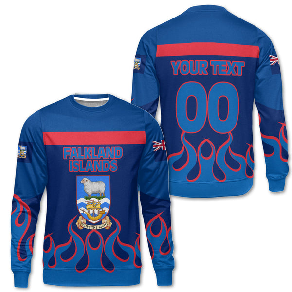 Falkland Islands Sweatshirt Flag & Coat Of Arms Fire Hockey Style