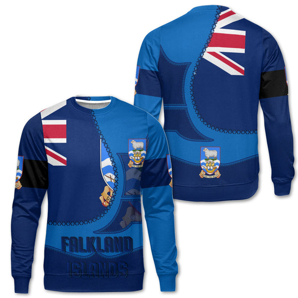 Falkland Islands Sweatshirt Flag & Coat Of Arms Leather Style