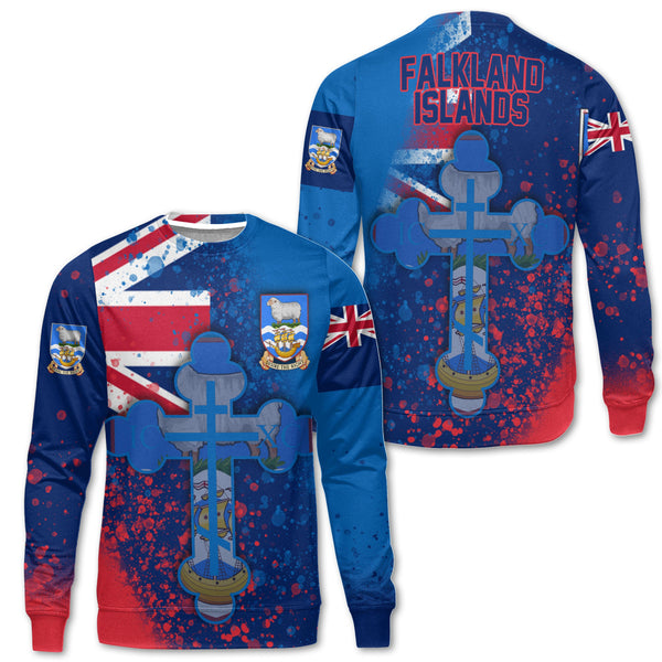 Falkland Islands Sweatshirt Flag & Coat Of Arms Orthodox Style