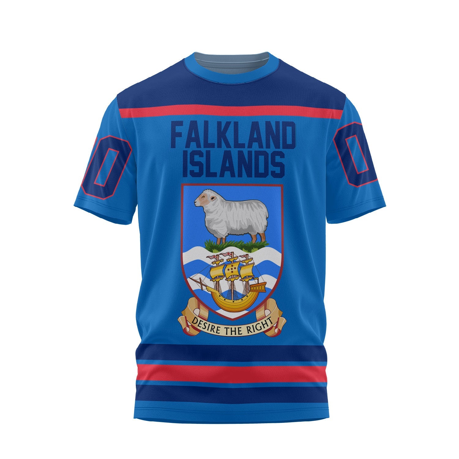 Falkland Islands T Shirt Flag & Coat Of Arms Hockey Style