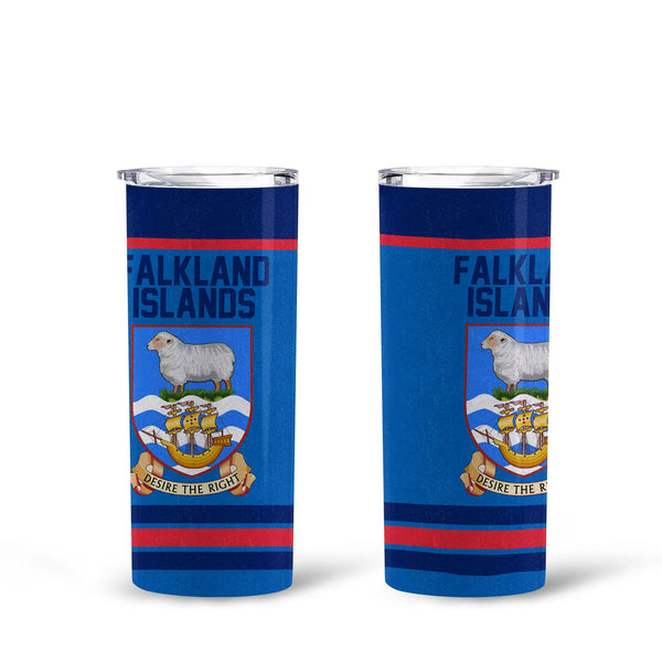 Falkland Islands Tall Glitter Tumbler Flag & Coat Of Arms Hockey Style