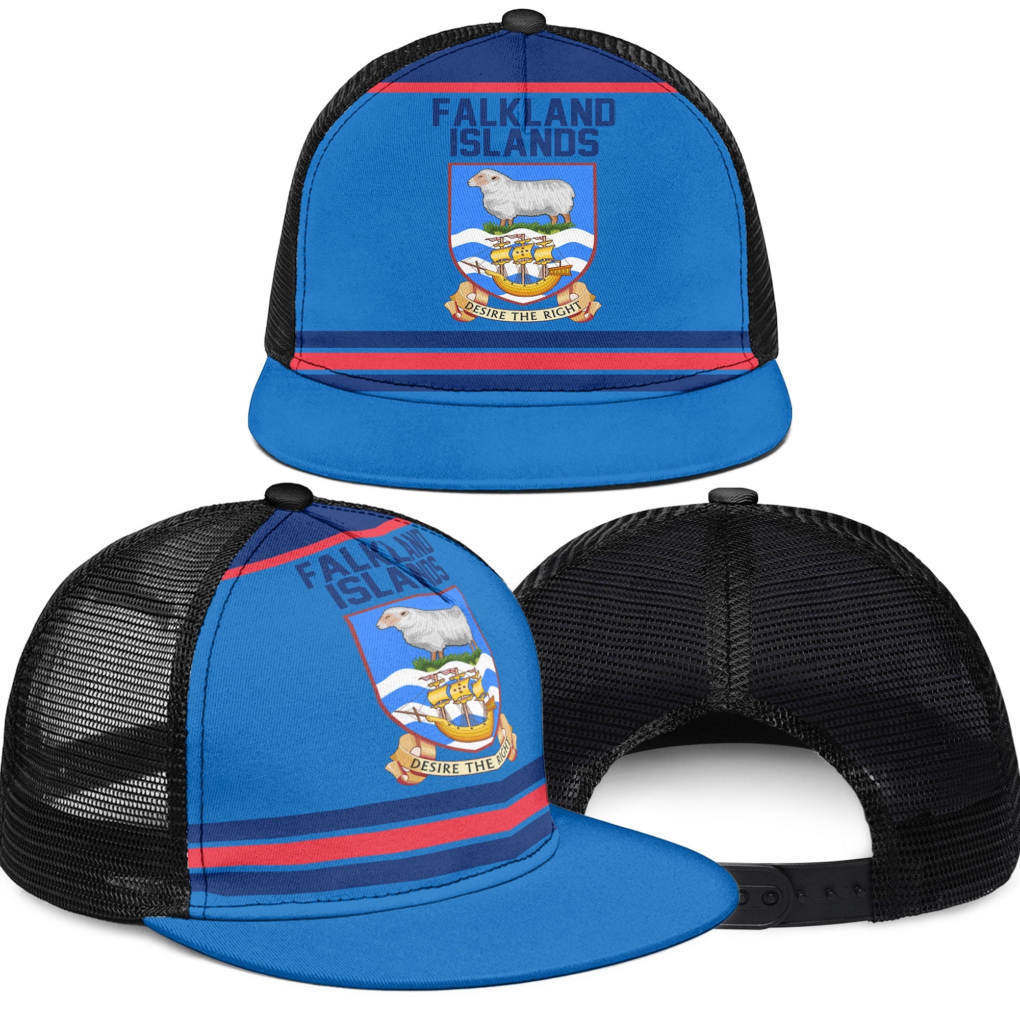 Falkland Islands Trucker Hat Flag & Coat Of Arms Hockey Style