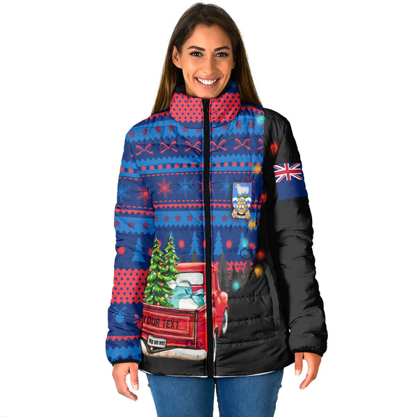 Falkland Islands Women Padded Jacket Coat Of Arms Christmas Style