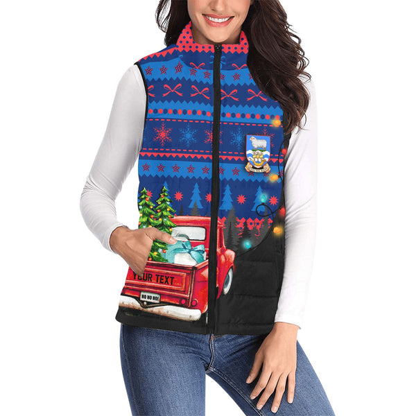 Falkland Islands Women Padded Jacket Vest Coat Of Arms Christmas Style