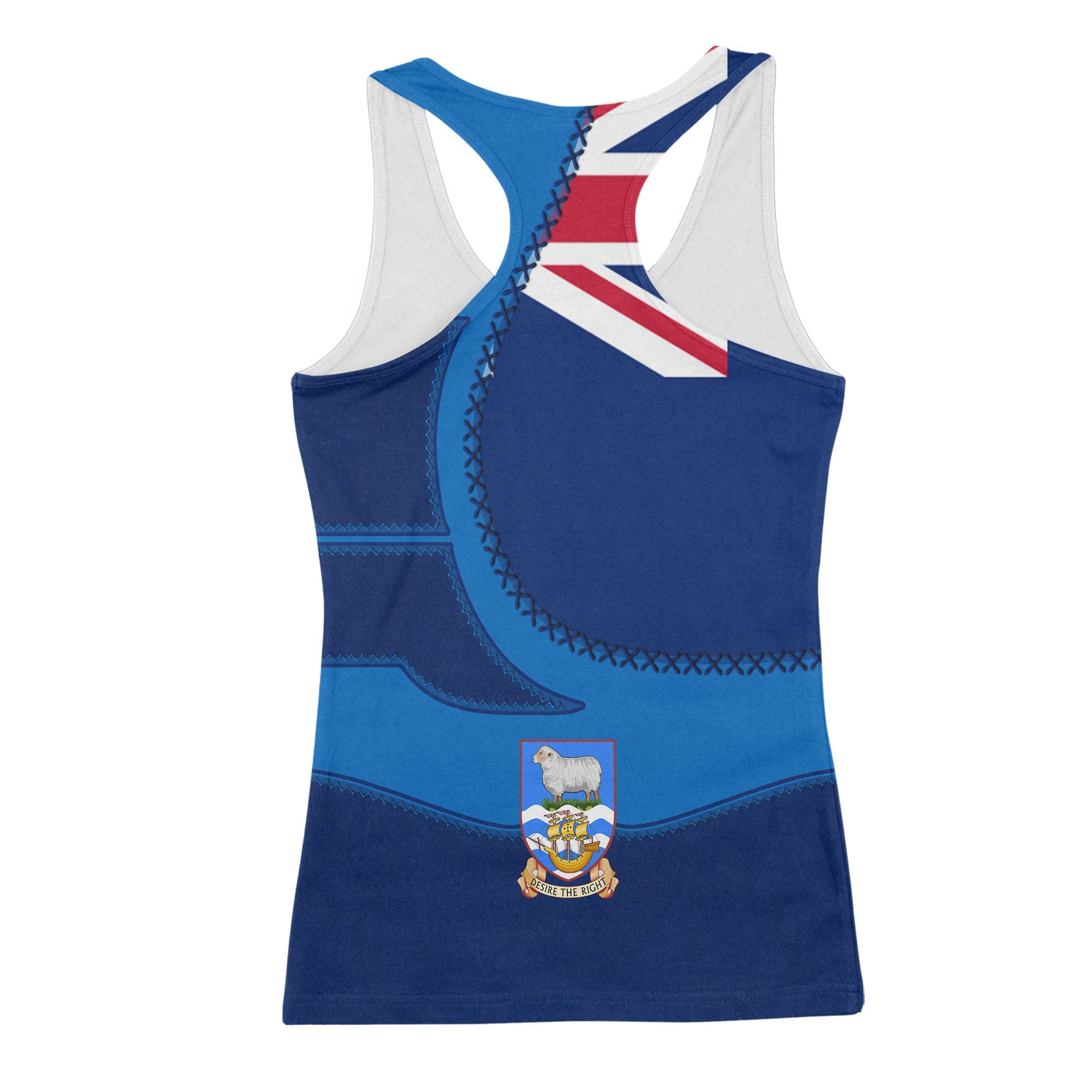 Falkland Islands Women Tank Top Flag & Coat Of Arms Leather Style