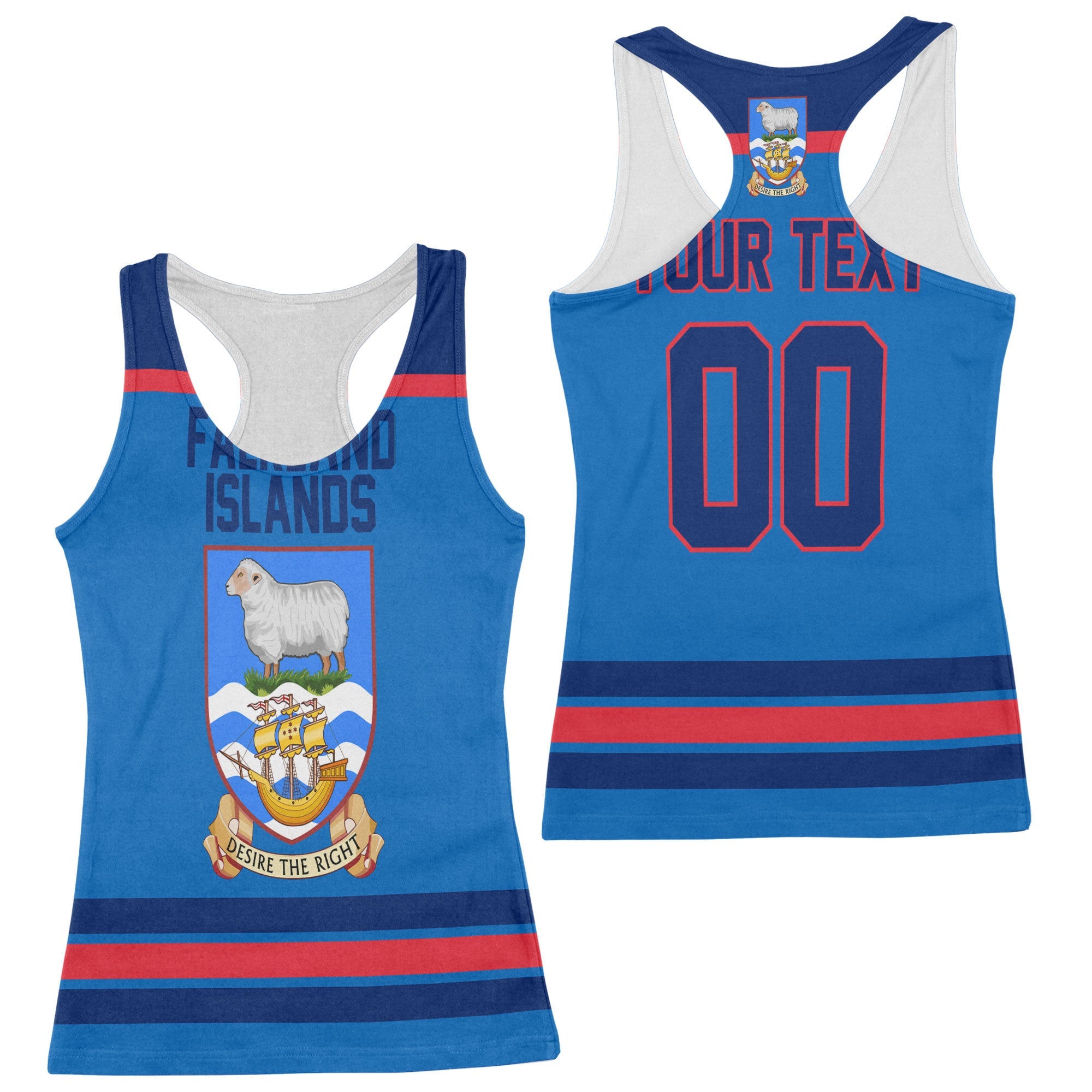 Falkland Islands Women Tank Top Flag & Coat Of Arms Hockey Style