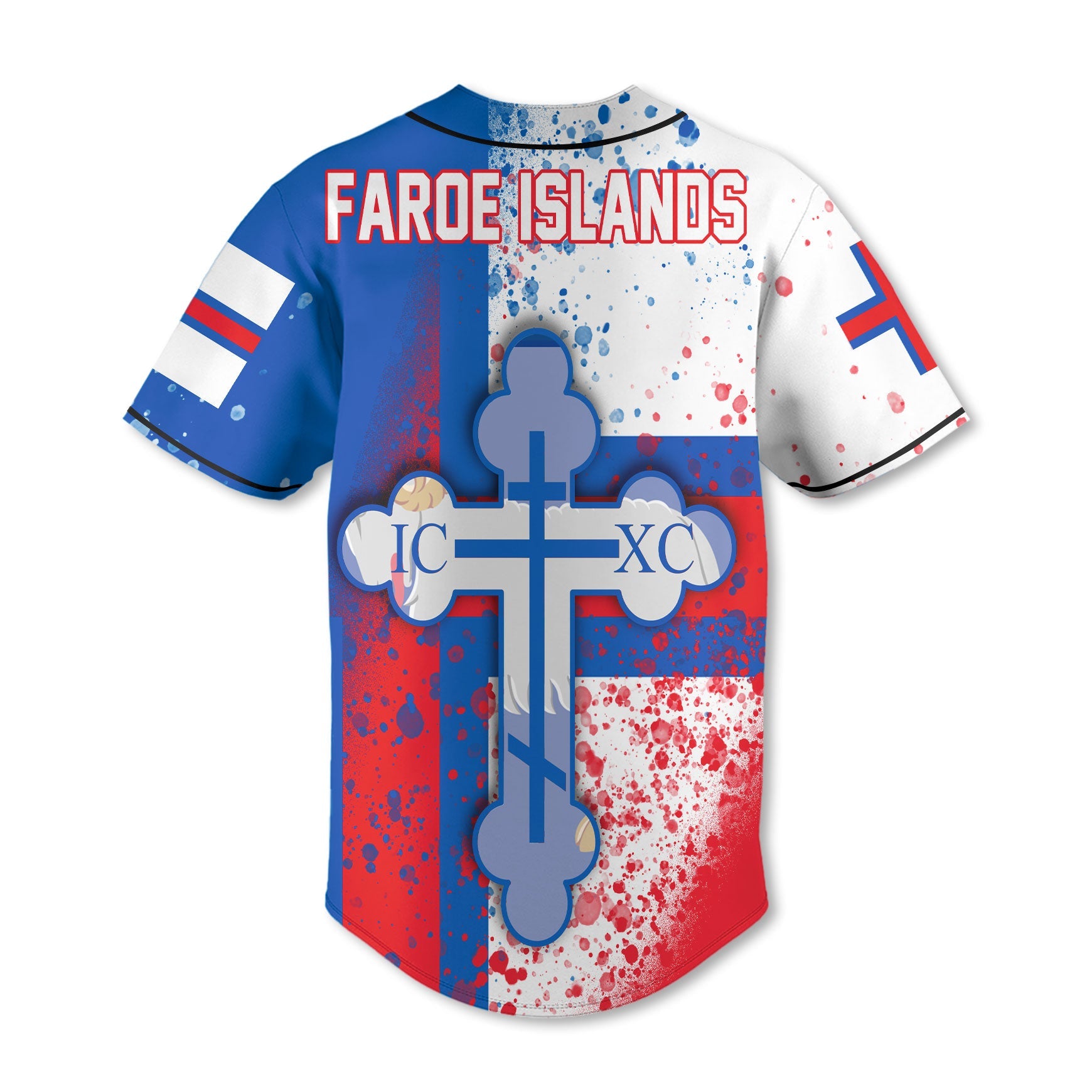 Faroe Islands Baseball Jersey Flag & Coat Of Arms Orthodox Style