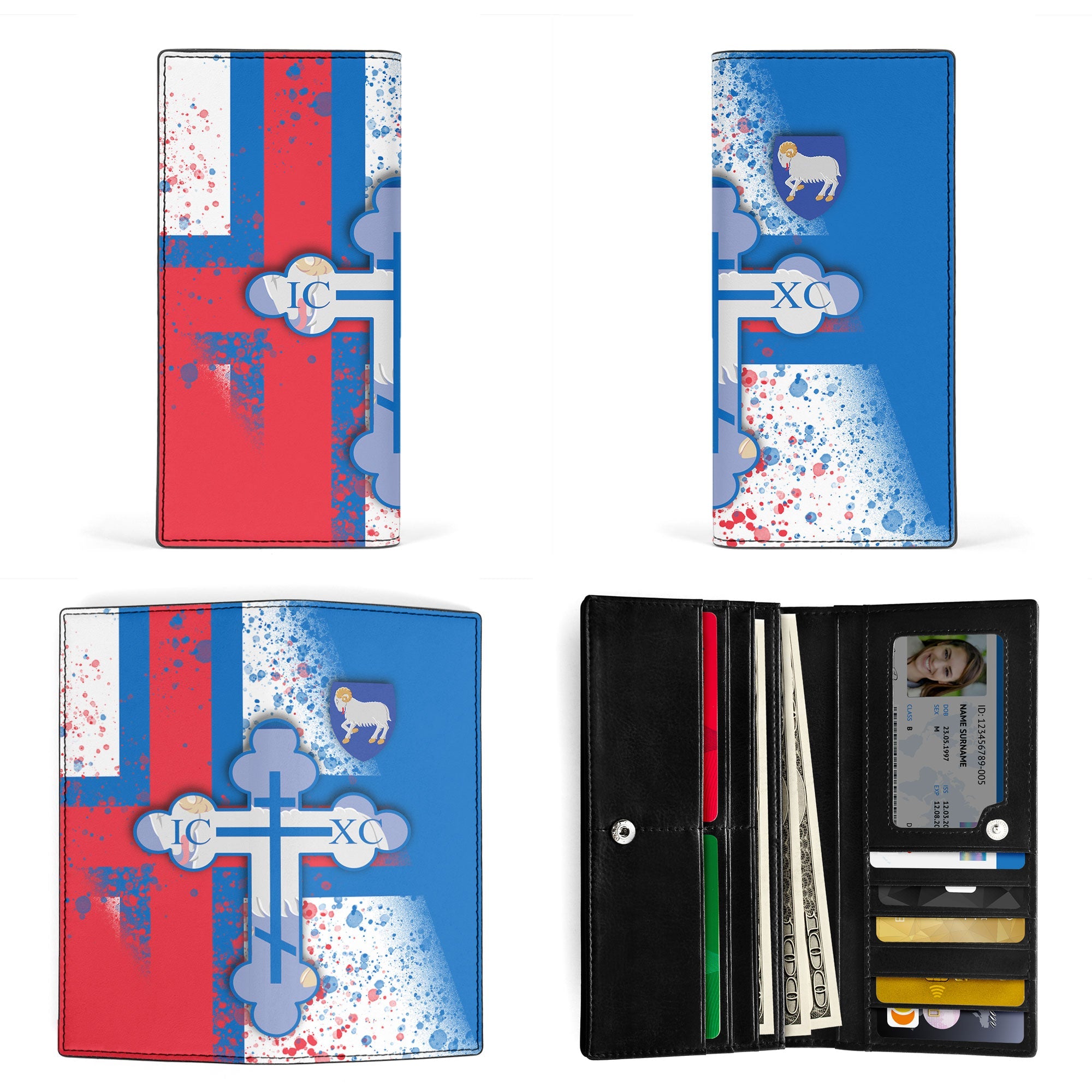 Faroe Islands Leather Wallet Flag & Coat Of Arms Orthodox Style