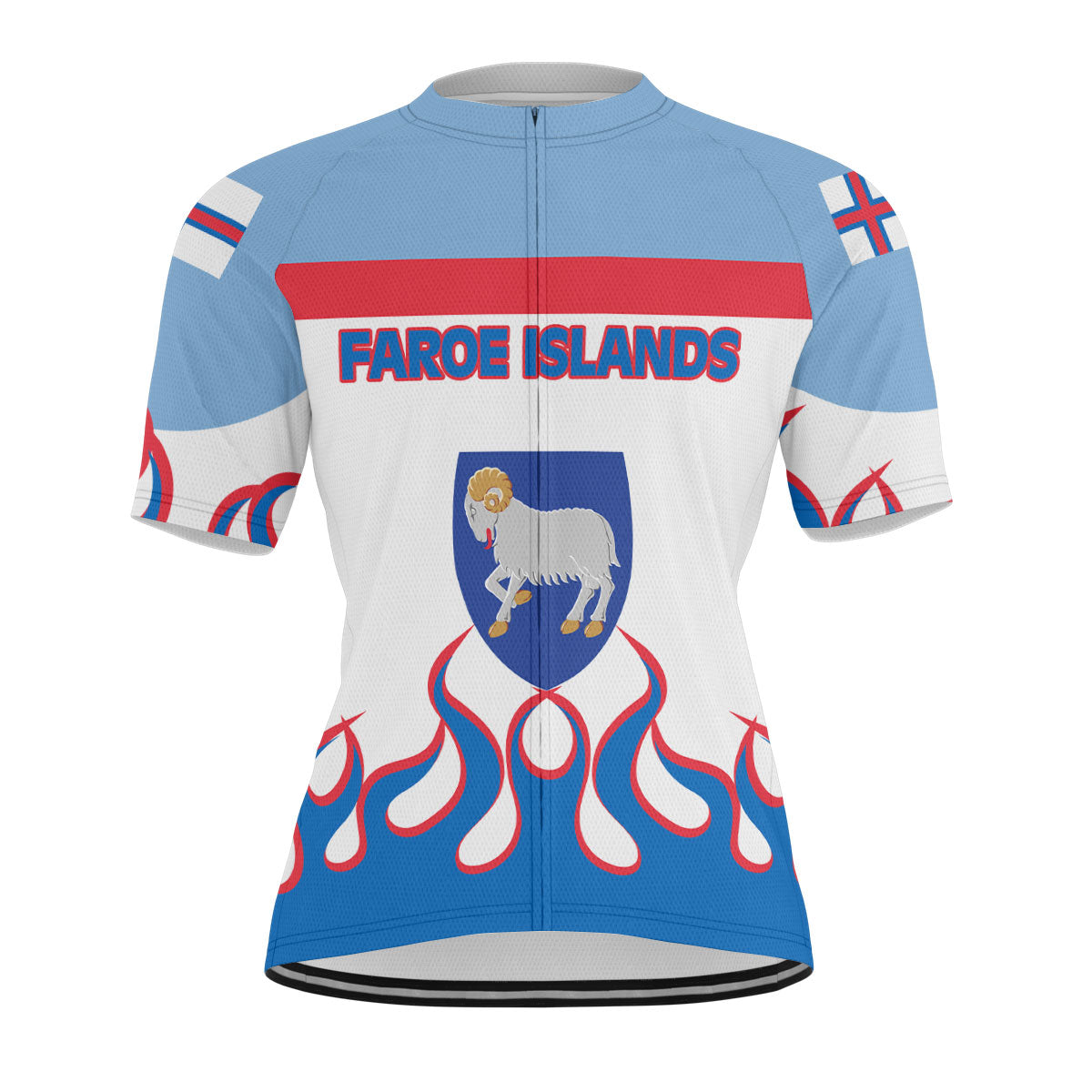 Faroe Islands Men's Cycling Jersey Flag & Coat Of Arms Fire Hockey Style