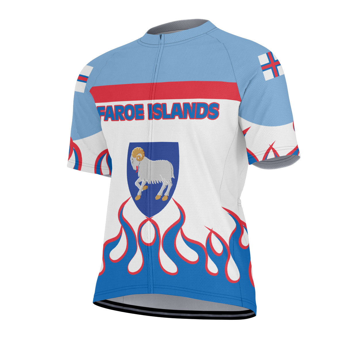 Faroe Islands Men's Cycling Jersey Flag & Coat Of Arms Fire Hockey Style