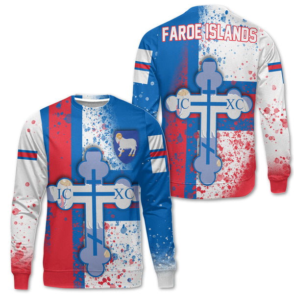 Faroe Islands Sweatshirt Flag & Coat Of Arms Orthodox Style