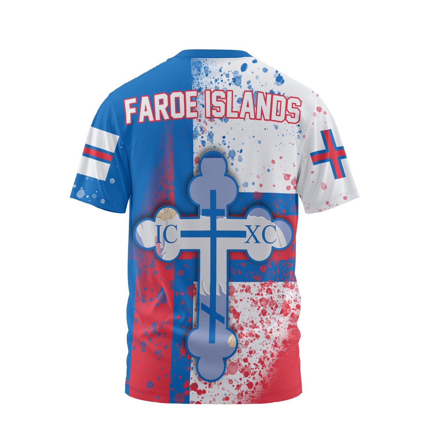 Faroe Islands T Shirt Flag & Coat Of Arms Orthodox Style