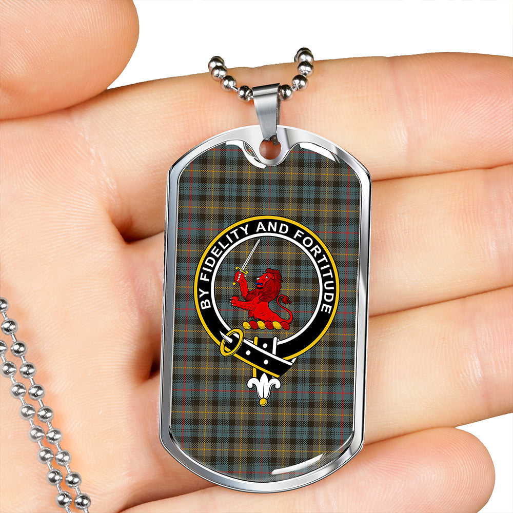 Farquharson Weathered Clan Badge Classic Tartan Dog Tag Necklace