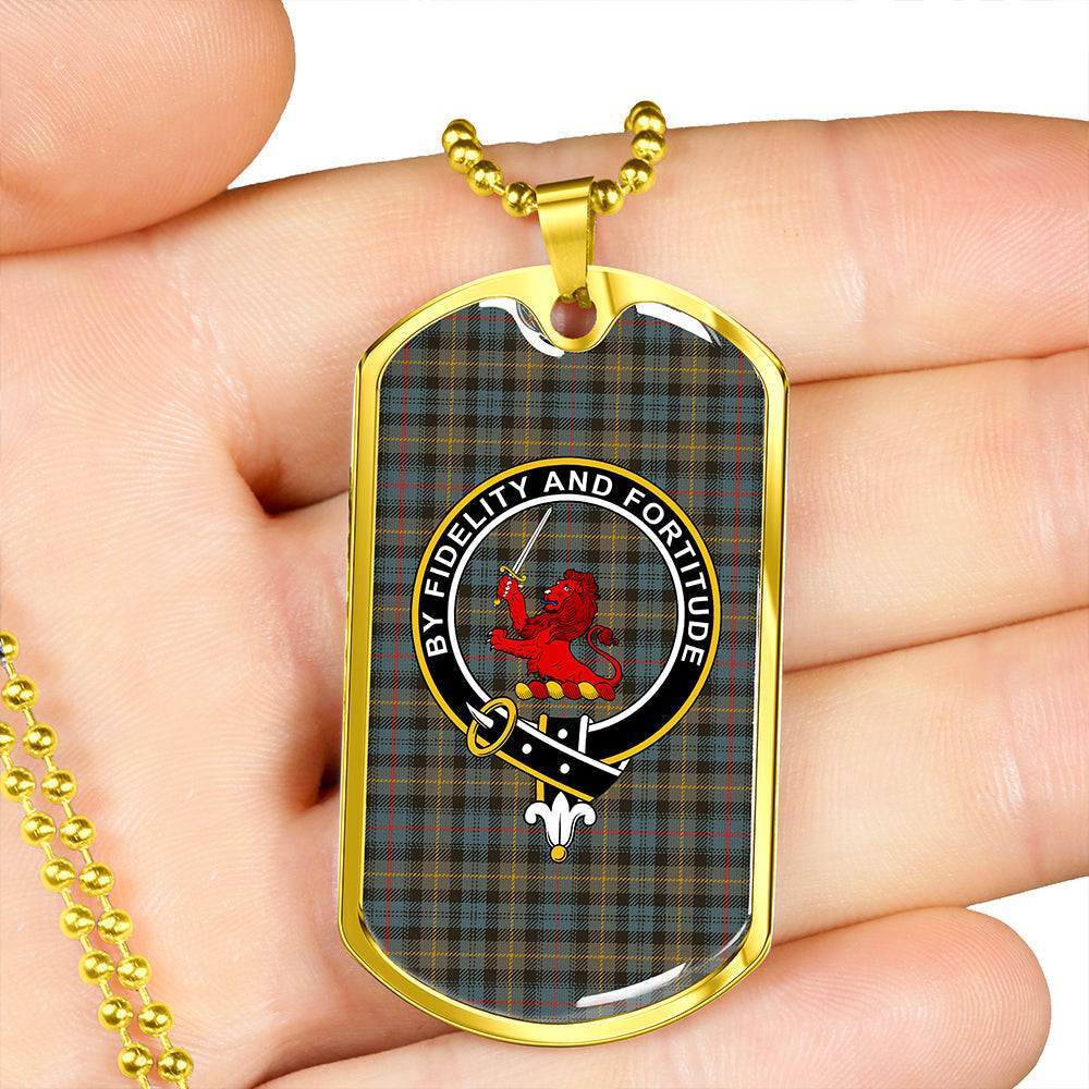 Farquharson Weathered Clan Badge Classic Tartan Dog Tag Necklace