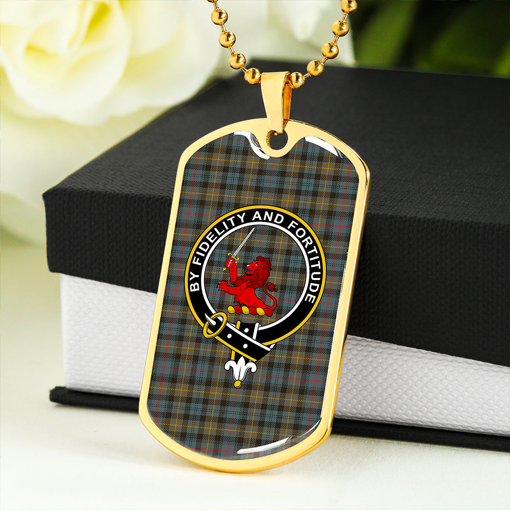 Farquharson Weathered Clan Badge Classic Tartan Dog Tag Necklace