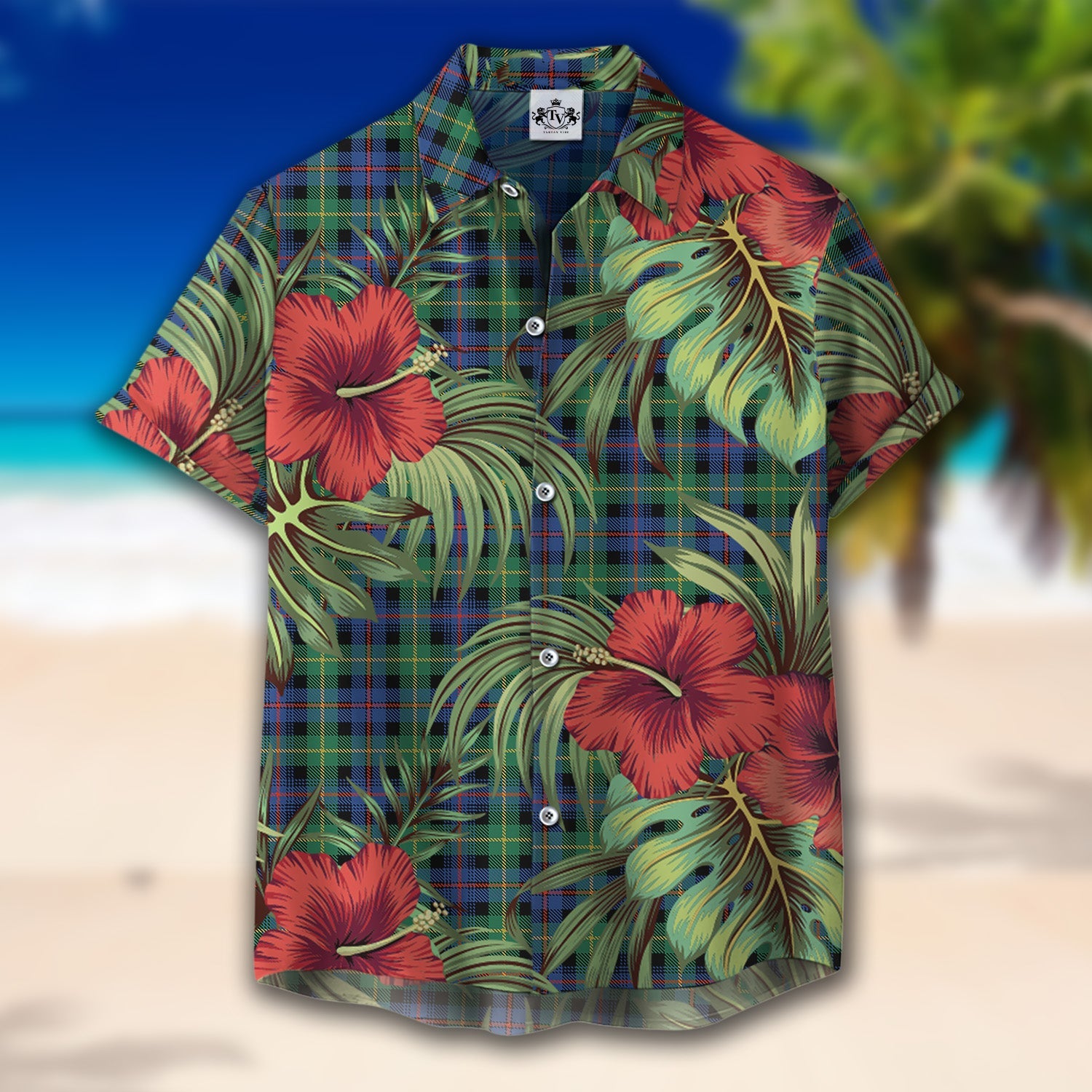 Scottish Tartan Farquharson Ancient Clan Hawaiian Shirt Hibiscus - Tropical Garden Style