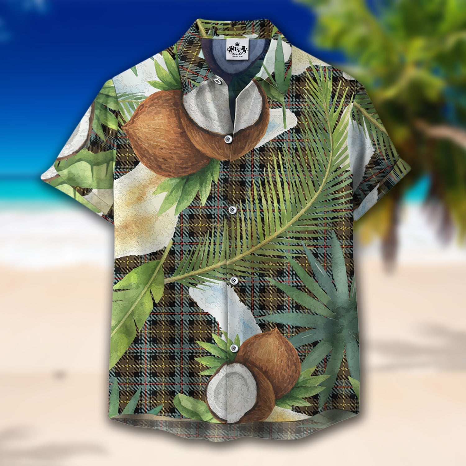 Scottish Tartan Farquharson Weathered Clan Hawaiian Shirt Hibiscus - Tropical Garden Style