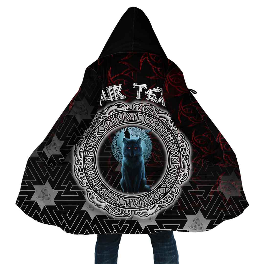 Custom Viking Hooded Coat Fenrir Wolf And Moon Special Style