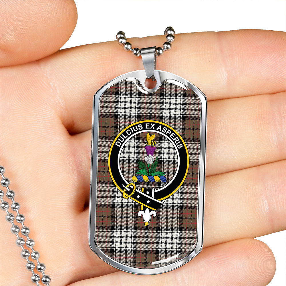 Ferguson Dress #2 Weathered Clan Badge Classic Tartan Dog Tag Necklace