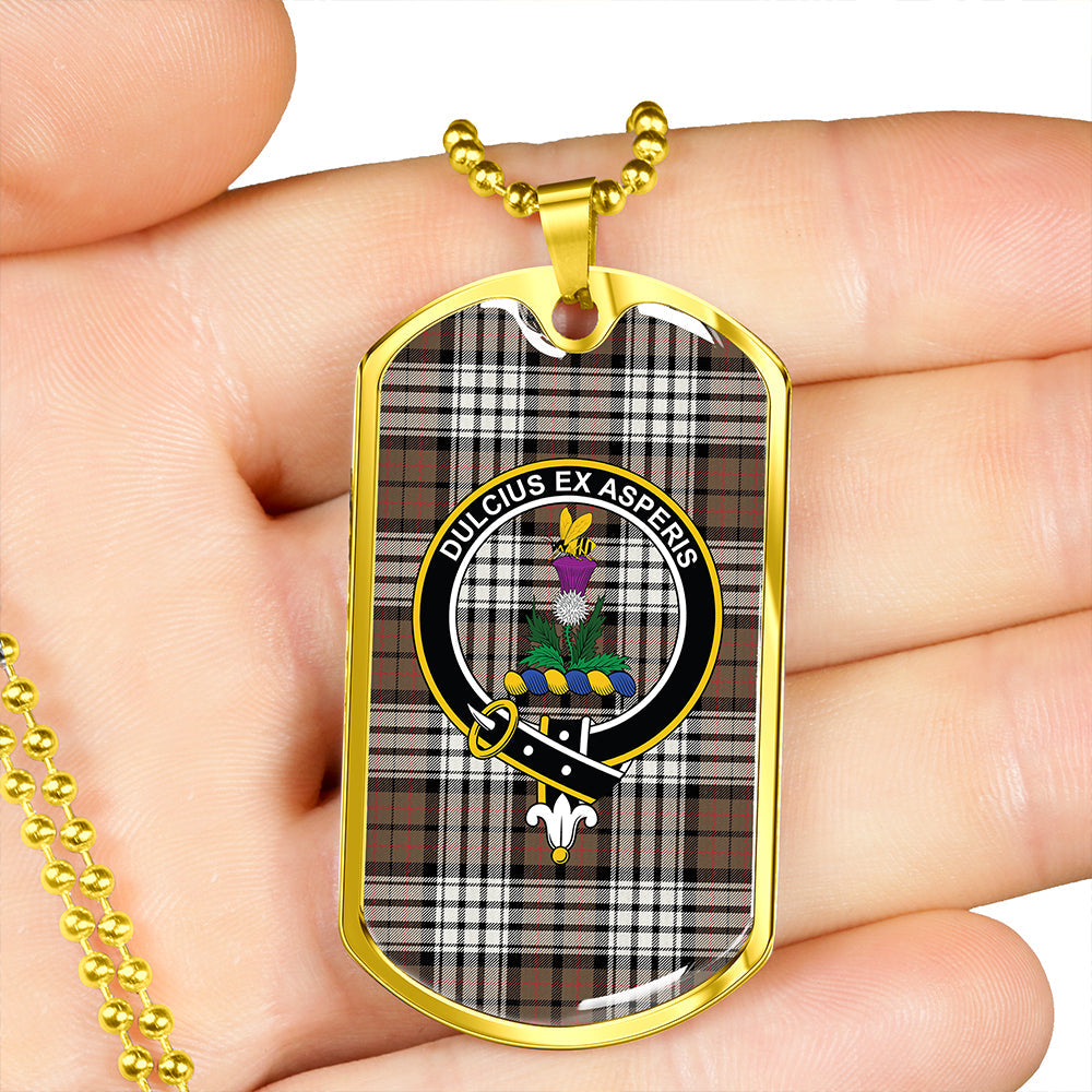 Ferguson Dress #2 Weathered Clan Badge Classic Tartan Dog Tag Necklace