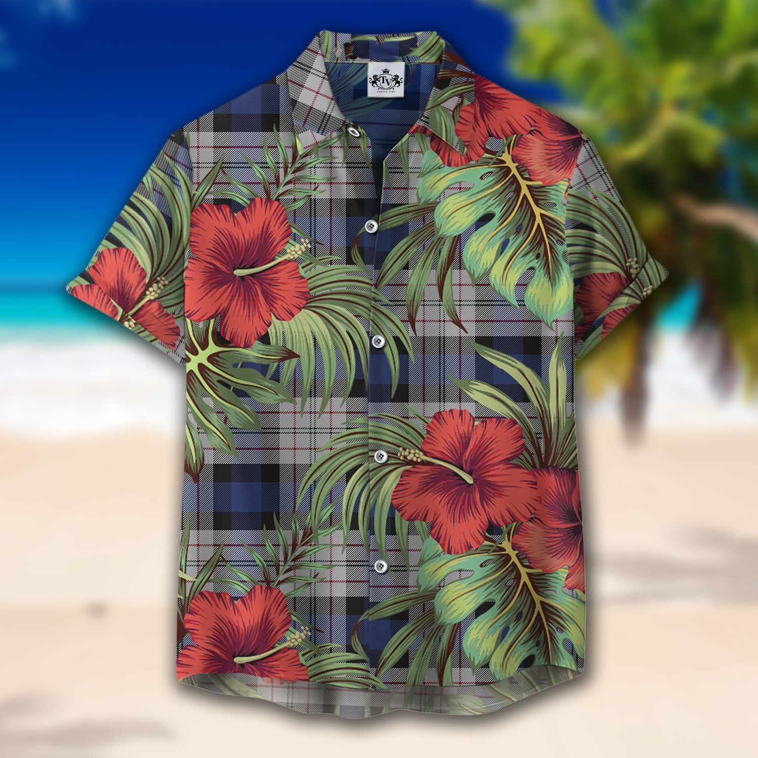 Scottish Tartan Ferguson Dress Clan Hawaiian Shirt Hibiscus - Tropical Garden Style