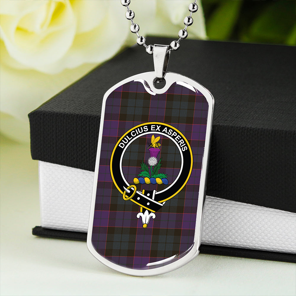 Ferguson of Balquhidder Weathered Clan Badge Classic Tartan Dog Tag Necklace