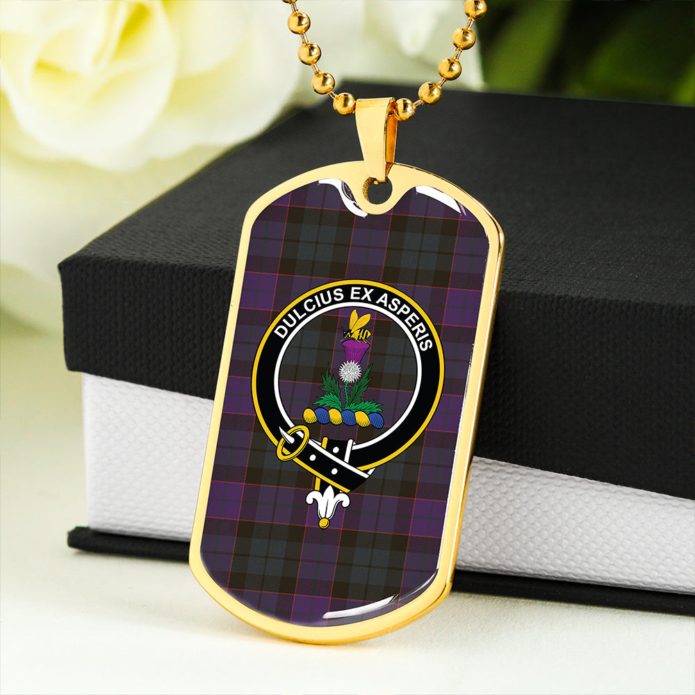 Ferguson of Balquhidder Weathered Clan Badge Classic Tartan Dog Tag Necklace