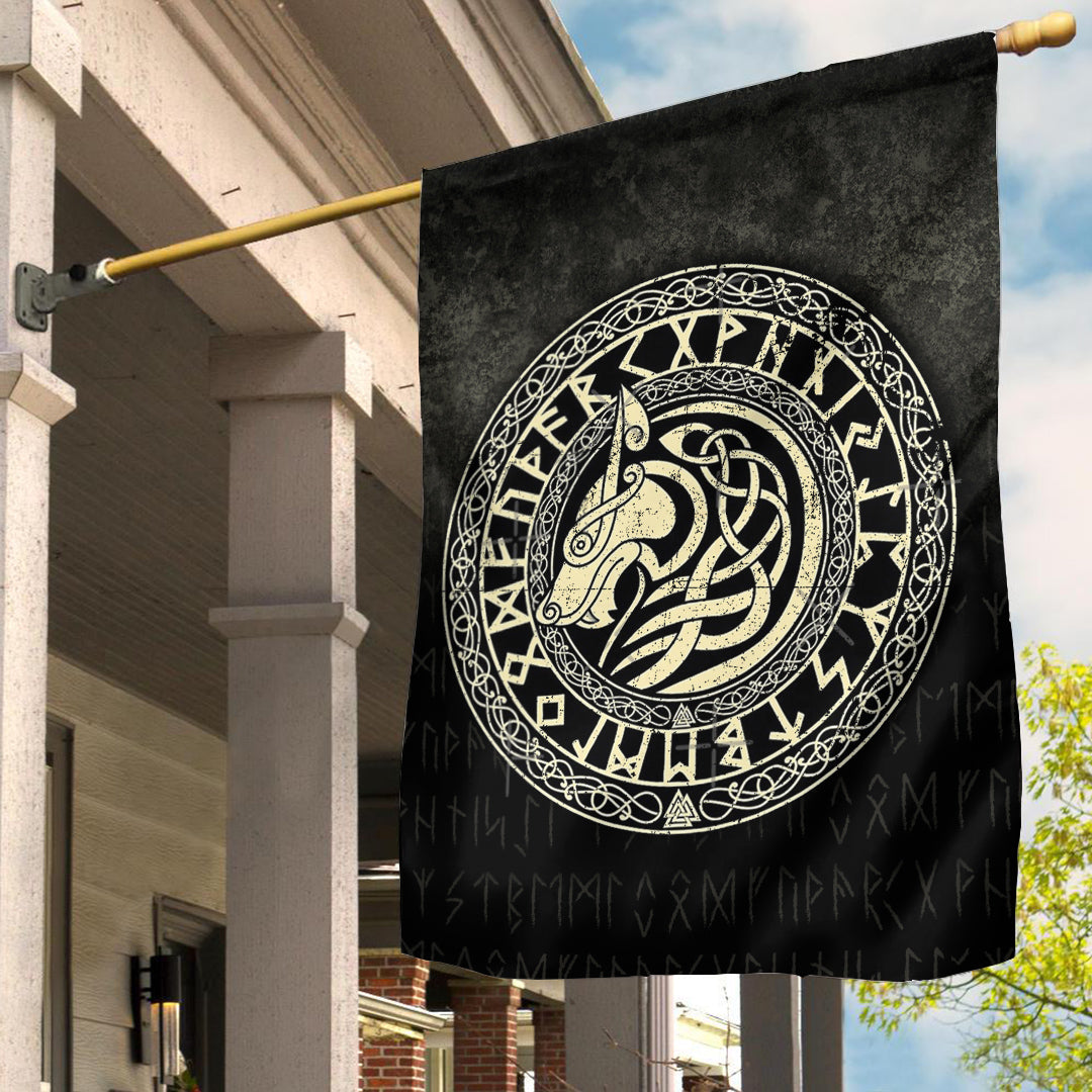 Viking Garden Flag Viking Wolf Gold Version