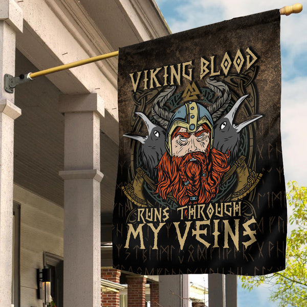 Viking Garden Flag Viking Blood Run Through My Veins Ver04