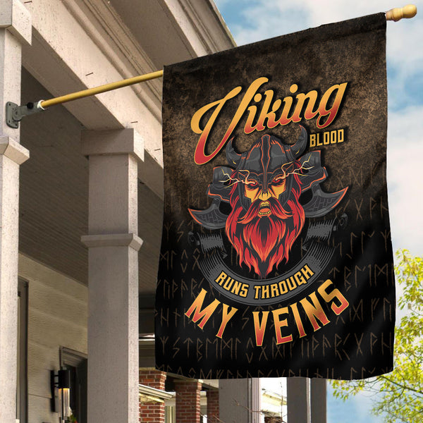 Viking Garden Flag Viking Blood Run Through My Veins Ver02