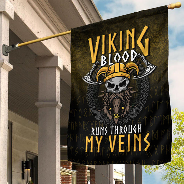 Viking Garden Flag Viking Blood Run Through My Veins Ver03