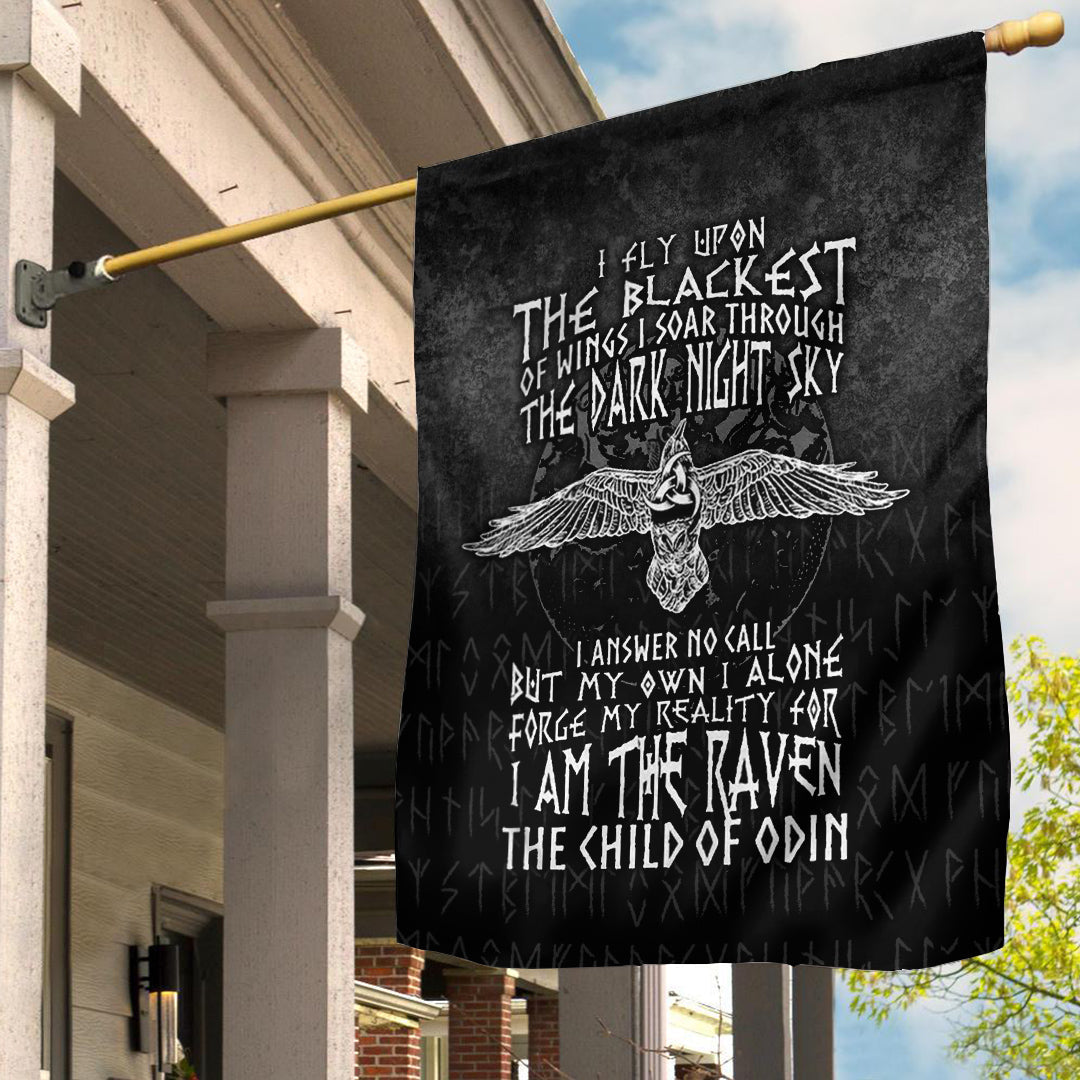 Viking Garden Flag I Am The Raven The Child Of Odin