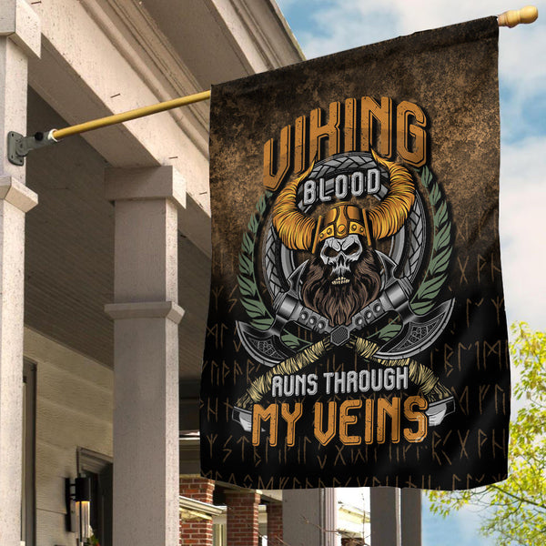 Viking Garden Flag Viking Blood Run Through My Veins Ver01