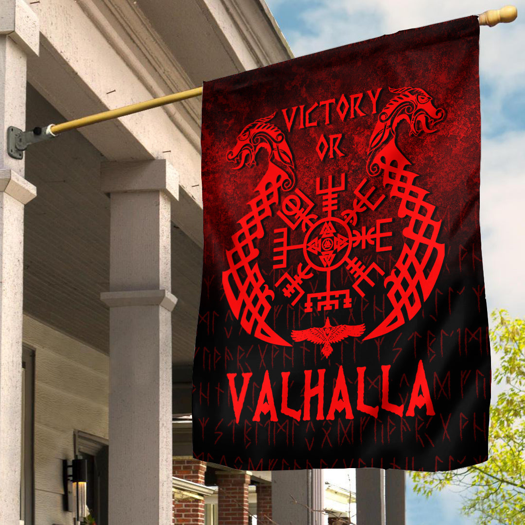 Viking Garden Flag Victory or Valhalla Red Version