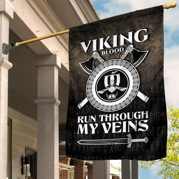 Viking Garden Flag Viking Blood Run Through My Veins