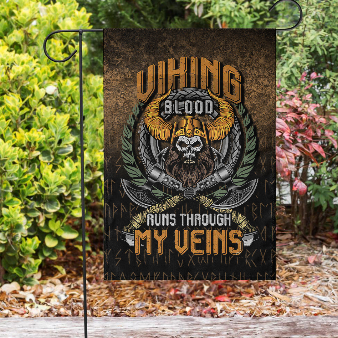 Viking Garden Flag Viking Blood Run Through My Veins Ver01