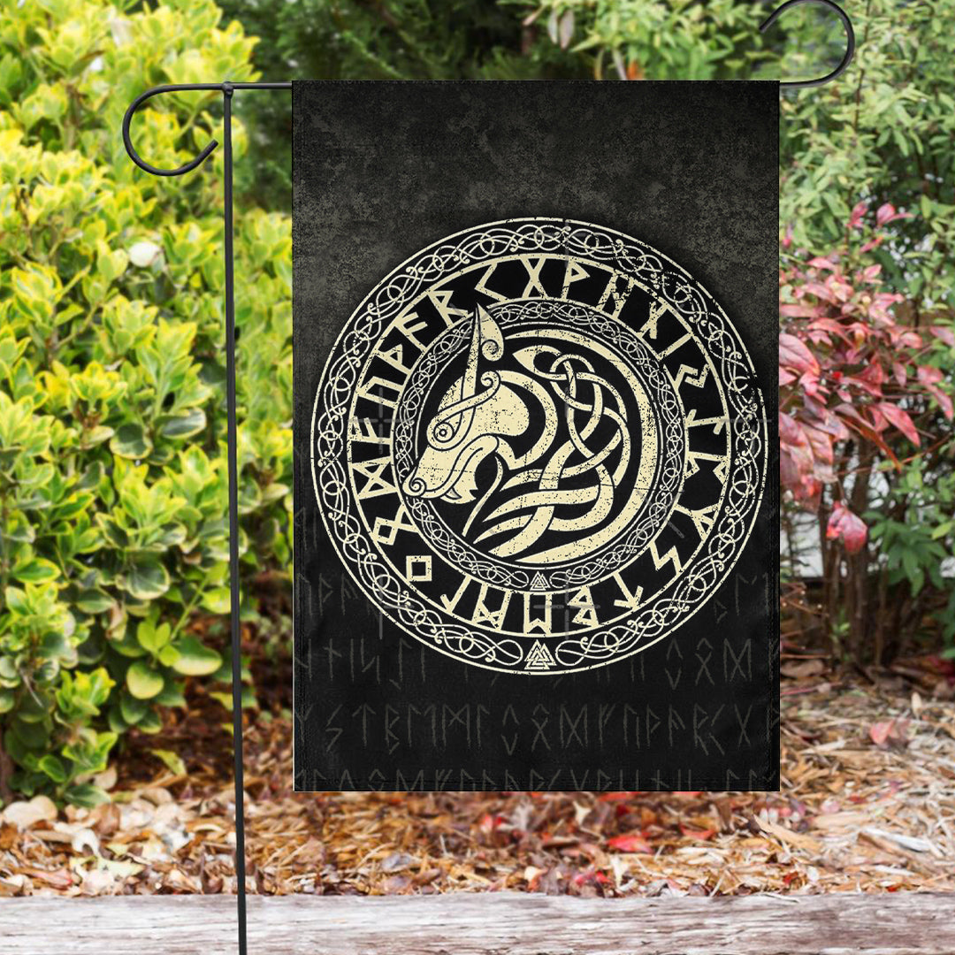 Viking Garden Flag Viking Wolf Gold Version