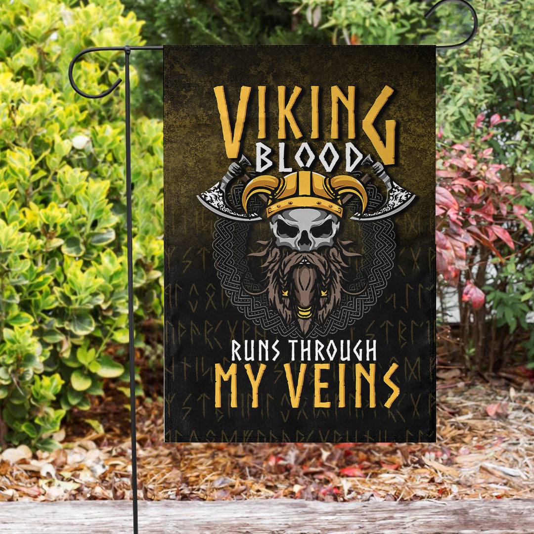 Viking Garden Flag Viking Blood Run Through My Veins Ver03