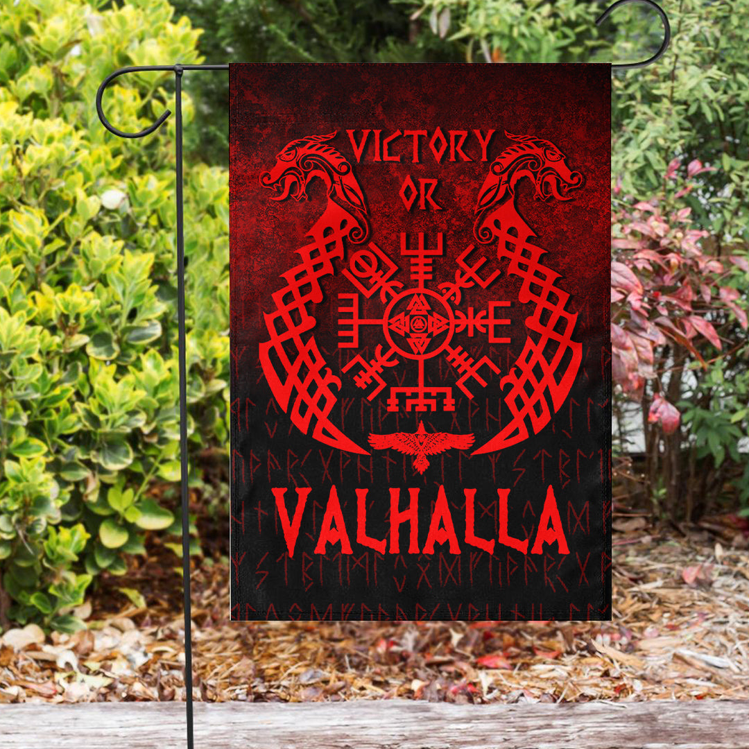 Viking Garden Flag Victory or Valhalla Red Version