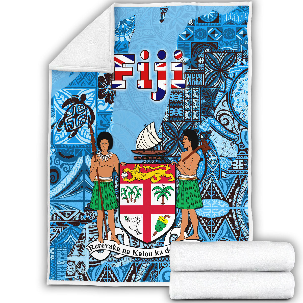 Fiji Flag & Coat Of Arms Blanket