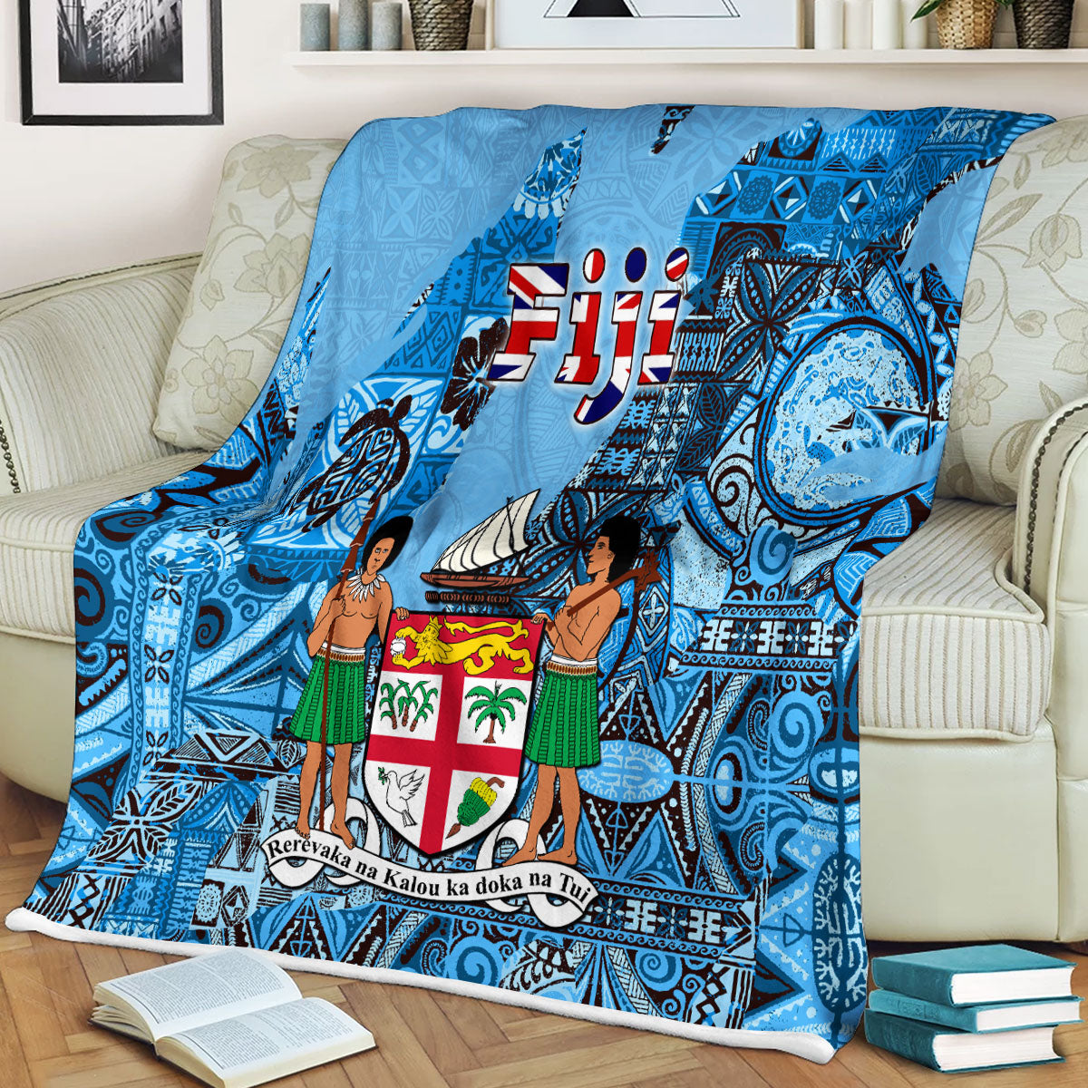 Fiji Flag & Coat Of Arms Blanket