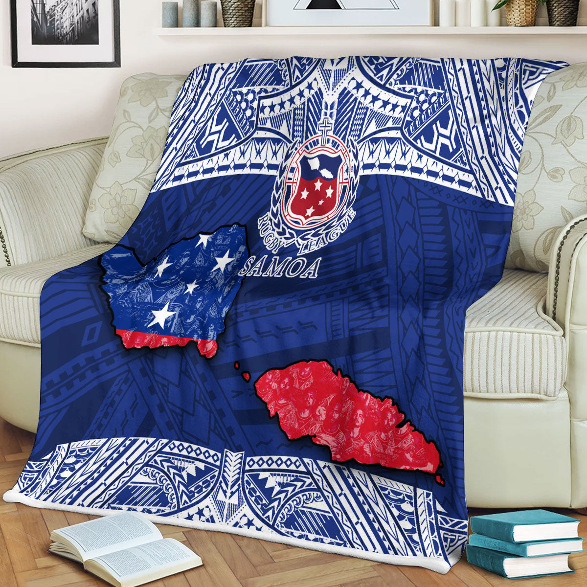 Samoa TOA Rugby Blanket Map Style