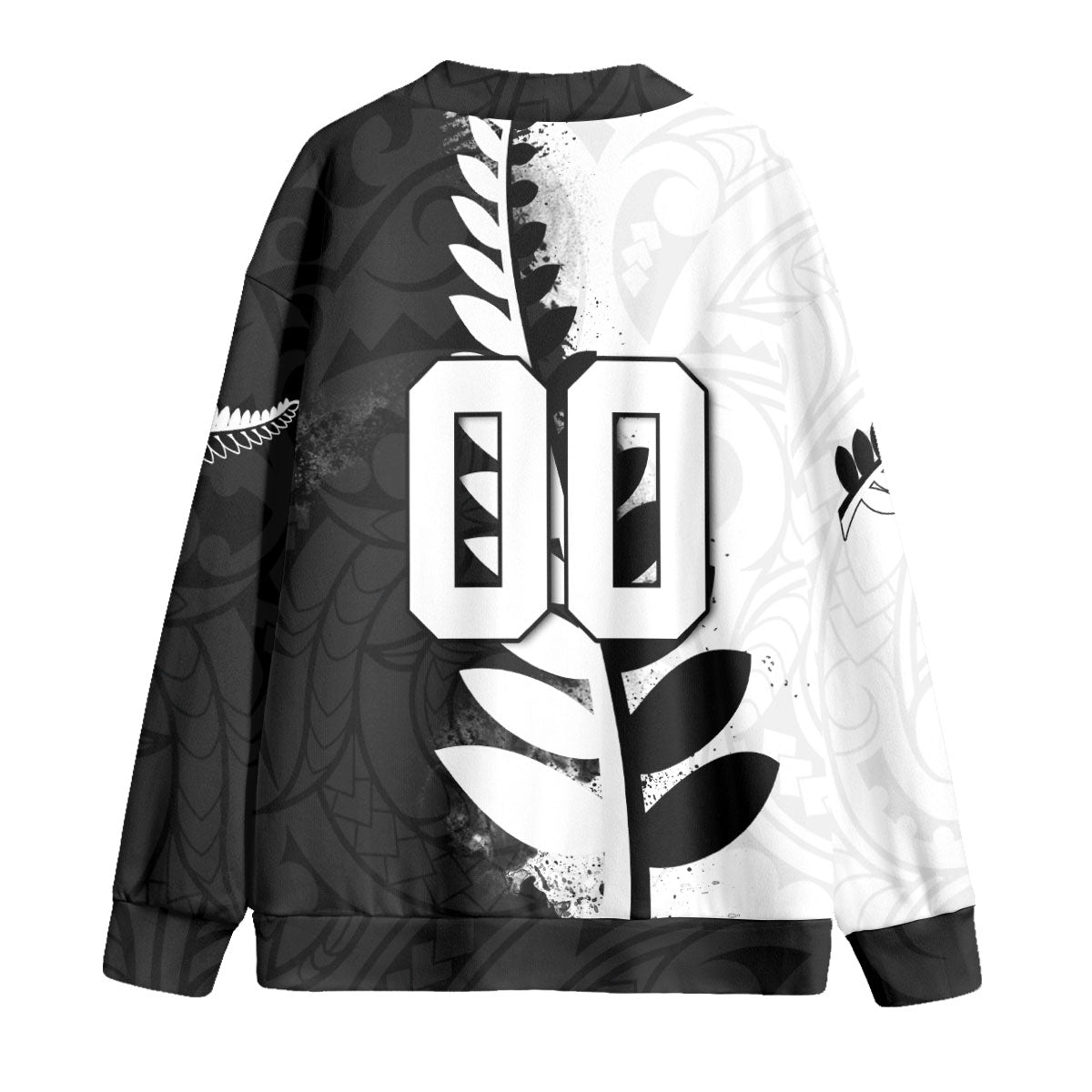 Custom New Zealand Rugby Knitted Fleece Cardigan Silver Fern Style