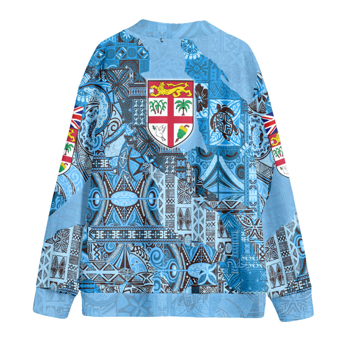 Fiji Flag & Coat Of Arms Knitted Fleece Cardigan